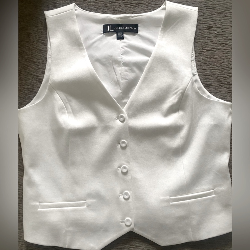 JULES & LEOPOLD White Sleeveless Vest - Size M/L - NEW